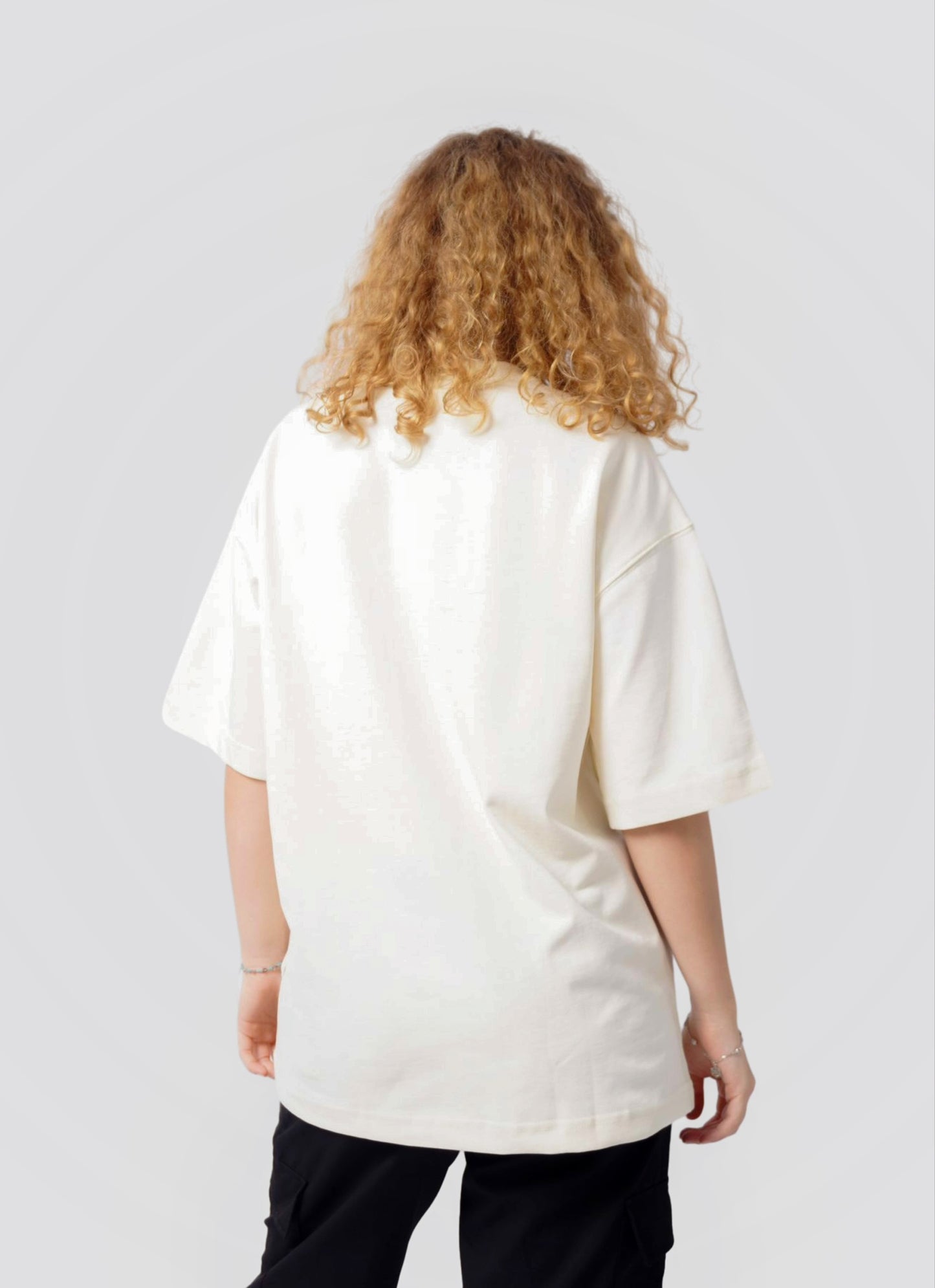 FLOWER oversize t-shirt - SOFT BEIGE