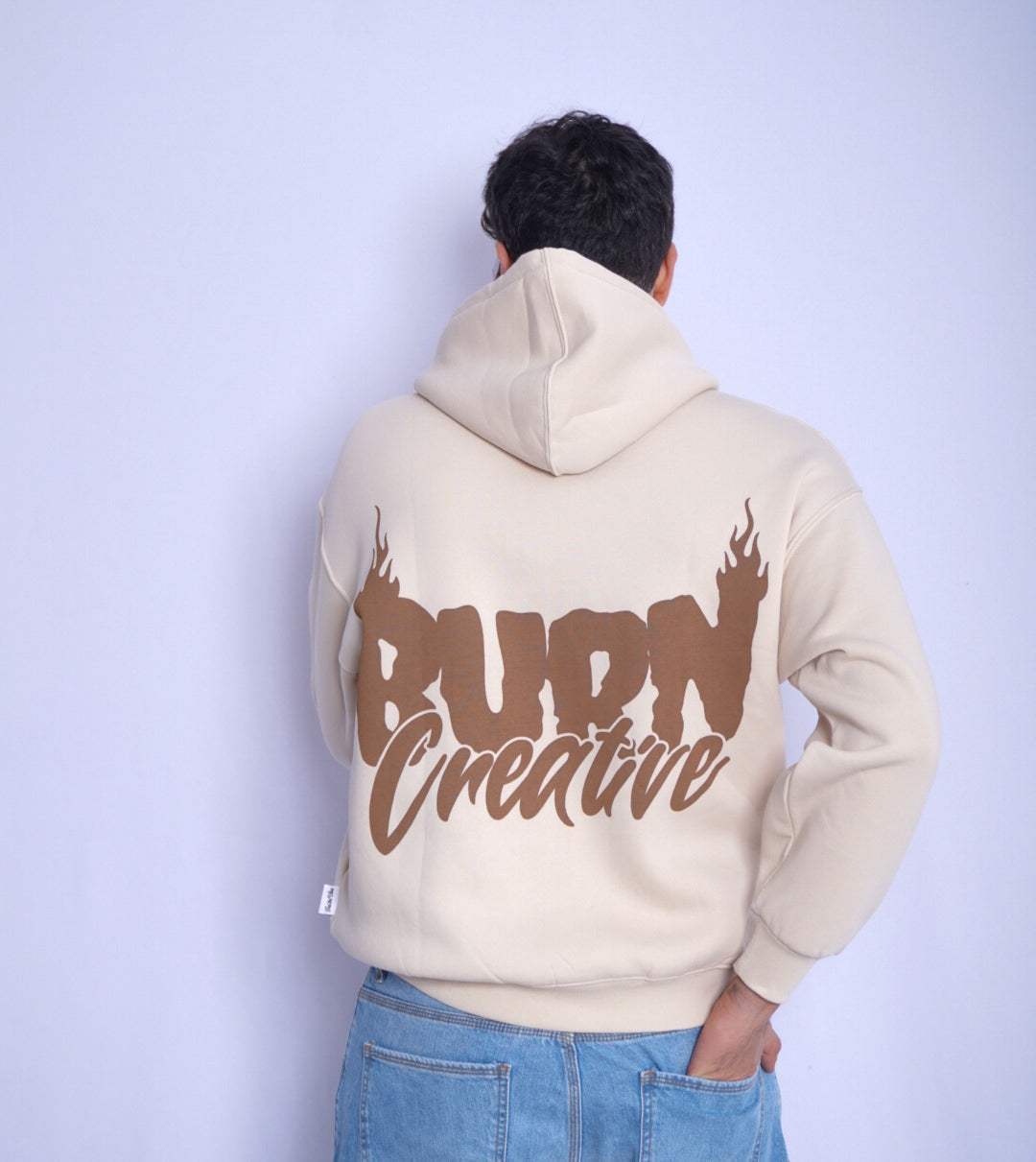 BEIGE HOODIE ' BURN CREATIVE '