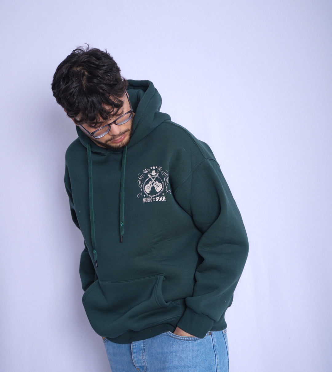 GREEN HOODIE ' BLEUS SHUFFLE '