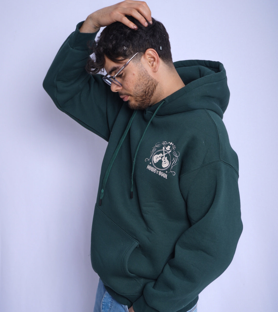 GREEN HOODIE ' BLEUS SHUFFLE '