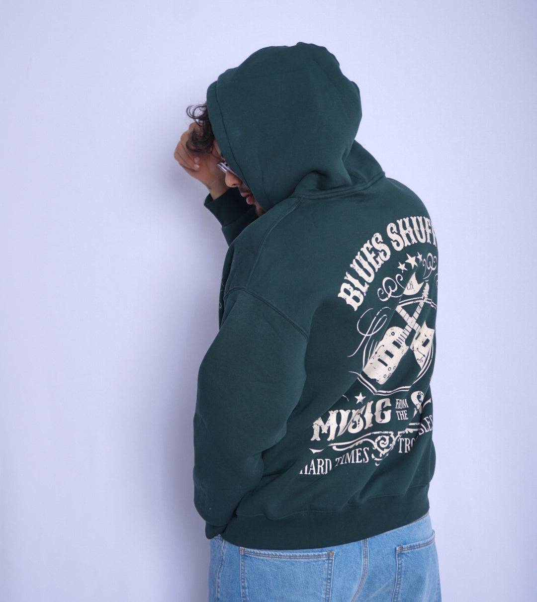 GREEN HOODIE ' BLEUS SHUFFLE '
