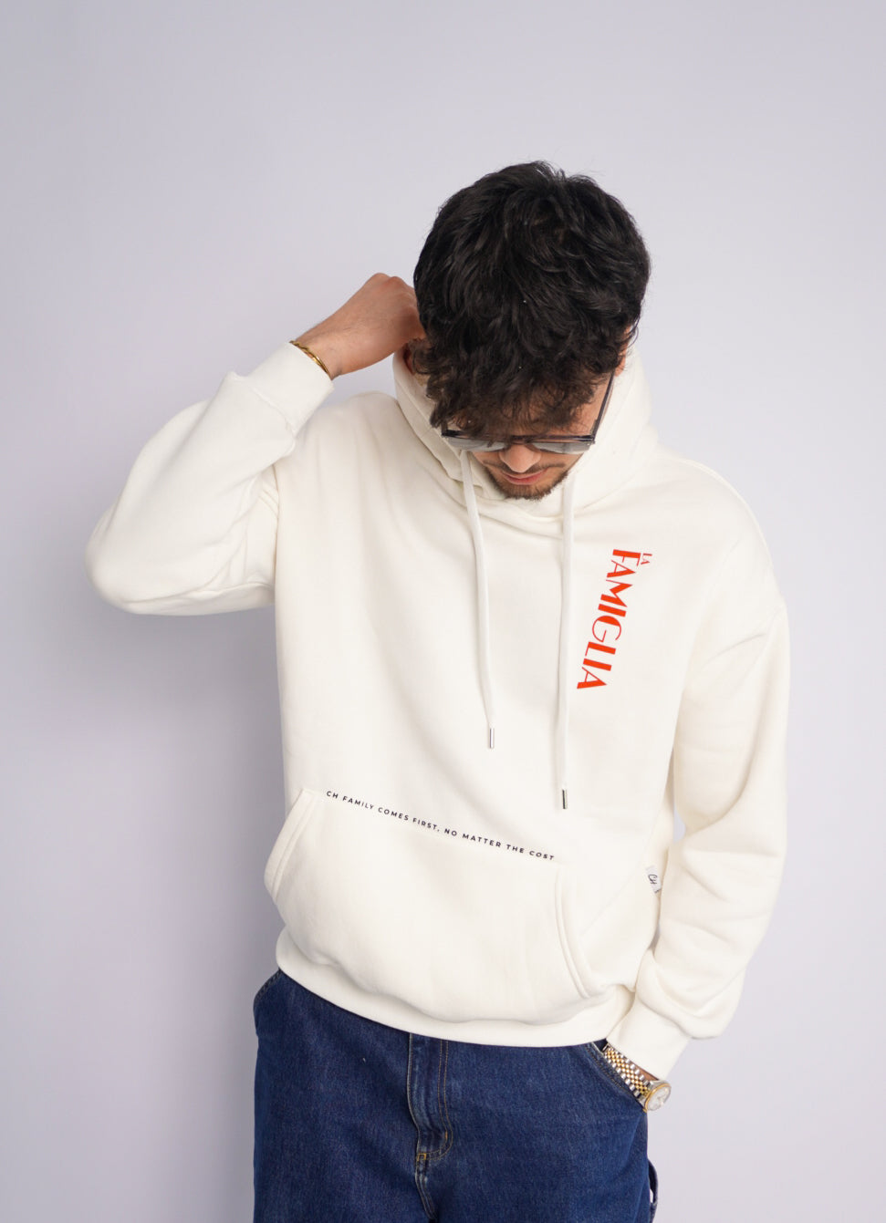 WHITE HOODIE ' LA FAMIGLIA '