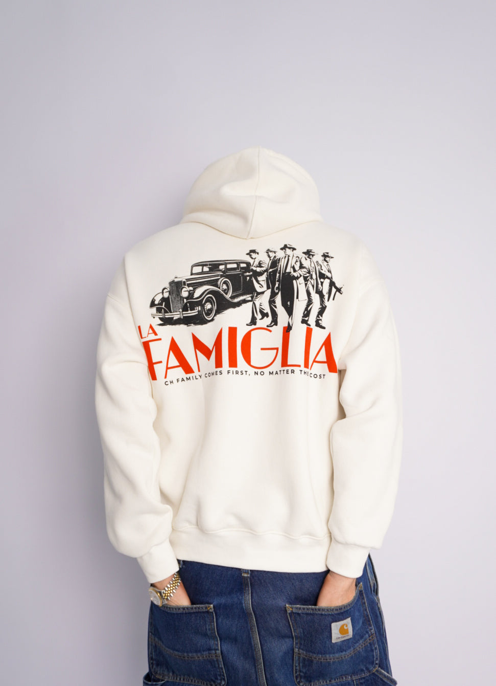WHITE HOODIE ' LA FAMIGLIA '