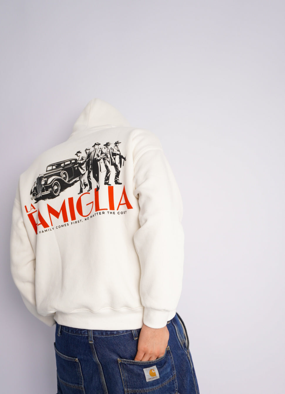 WHITE HOODIE ' LA FAMIGLIA '