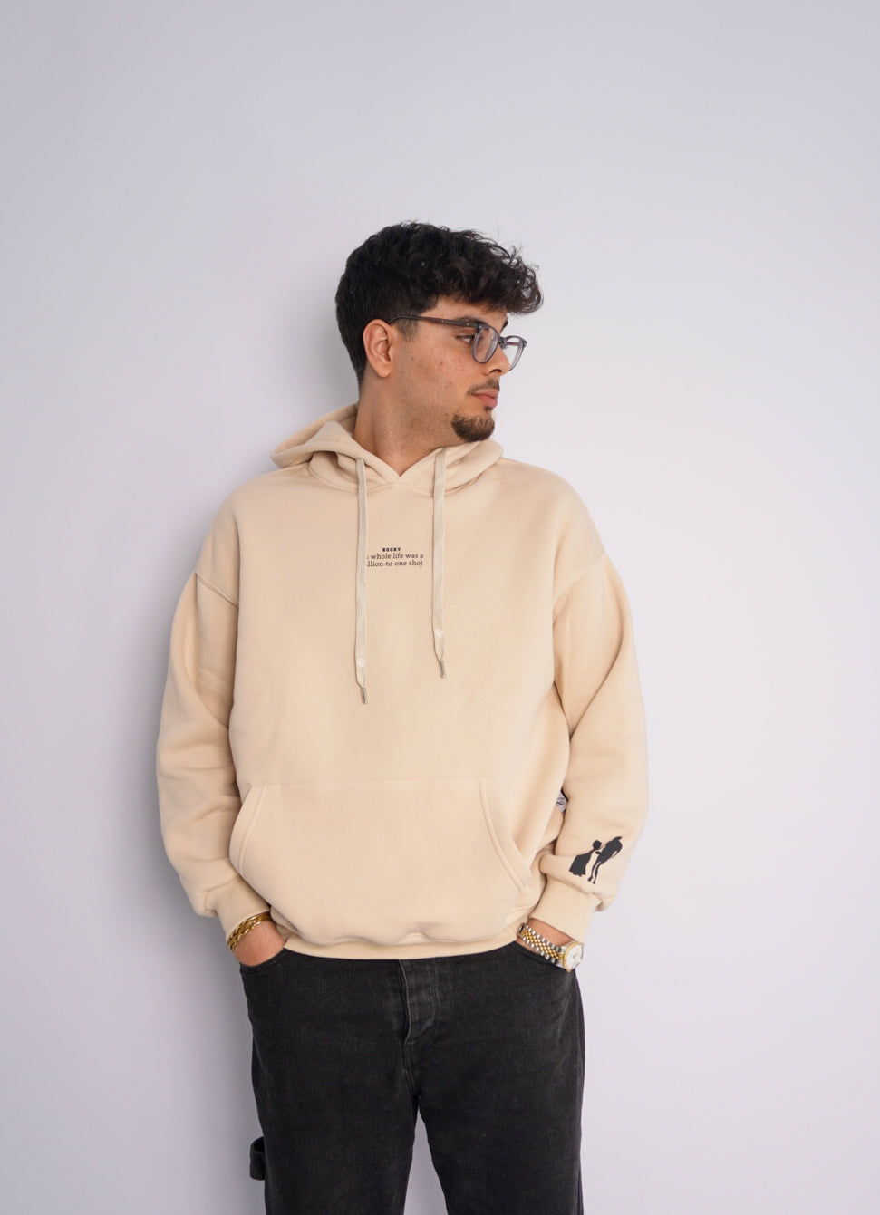 BEIGE HOODIE ' ROCKEY '