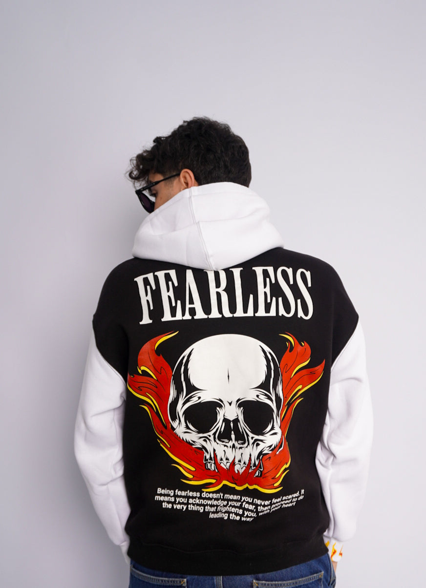 BLACK & WHITE HOODIE ' FEARLESS '