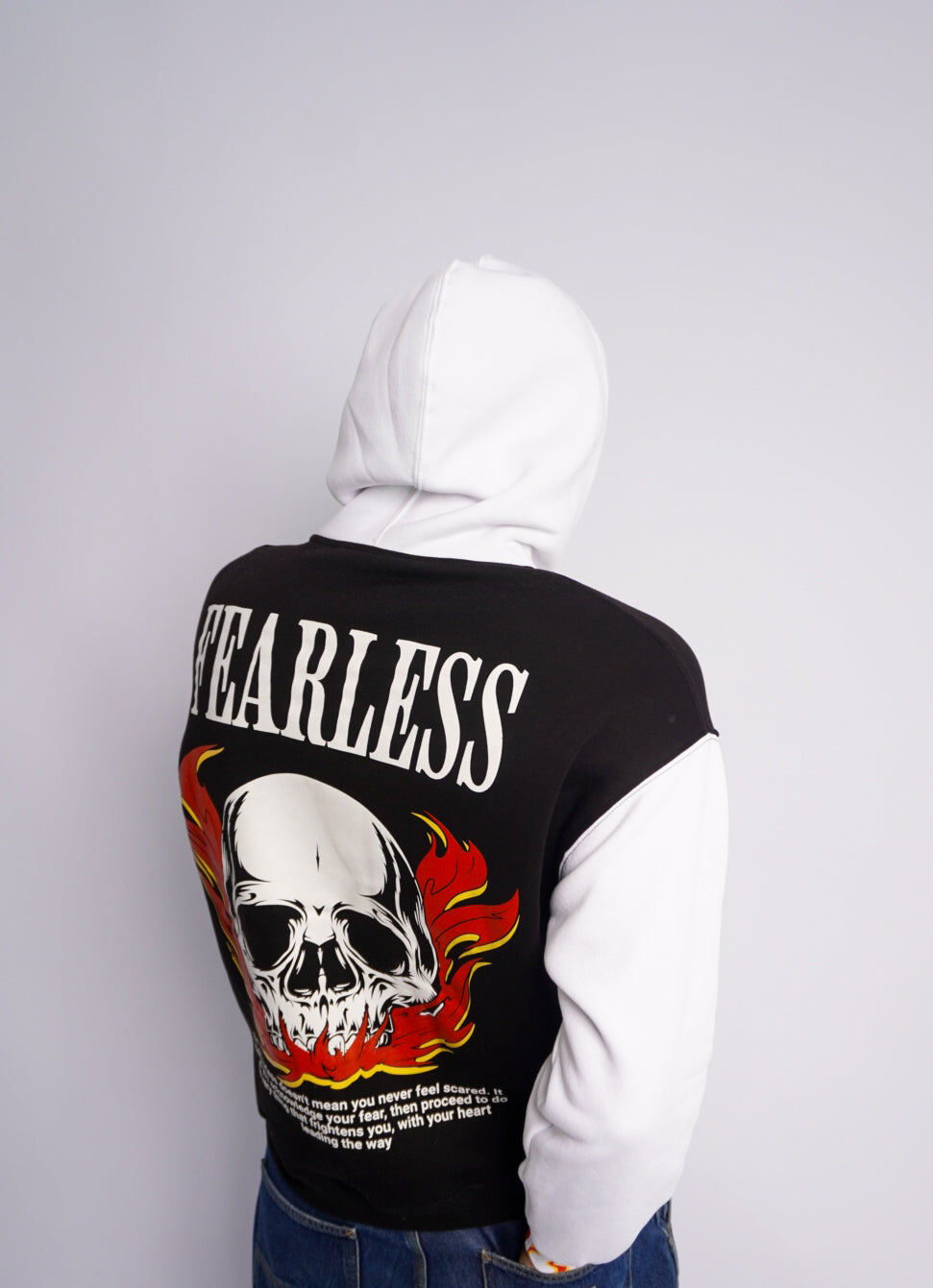 BLACK & WHITE HOODIE ' FEARLESS '