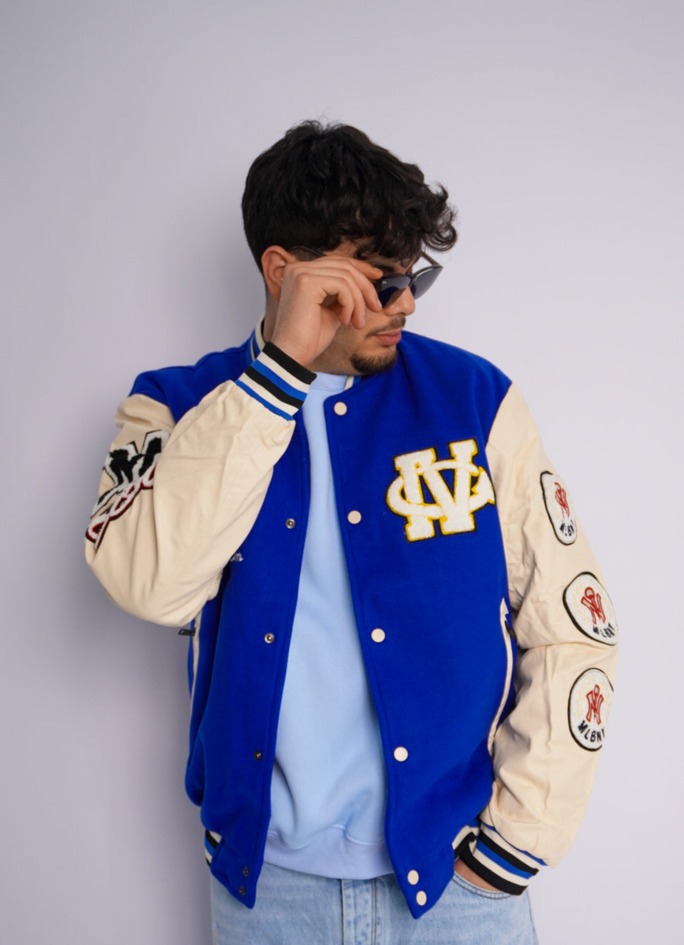 BLEU VARSITY JACKET