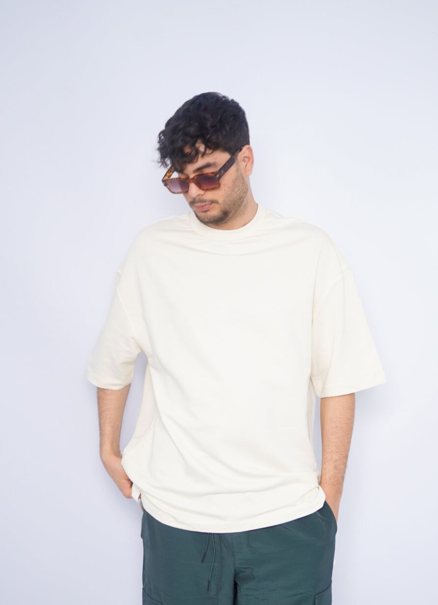 SIMPLE oversize t-shirt - BEIGE