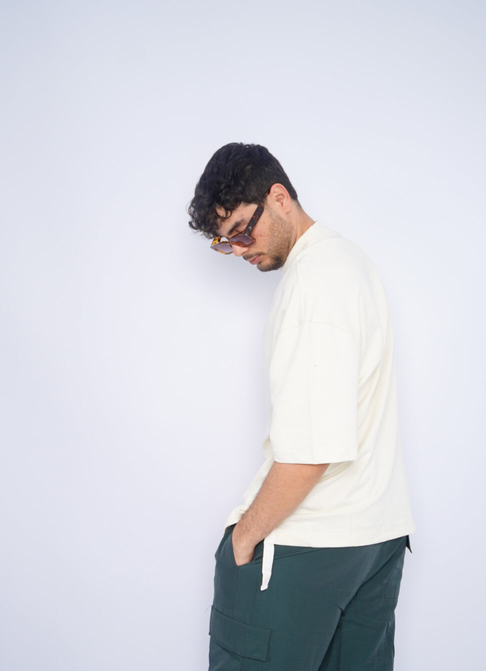 SIMPLE oversize t-shirt - BEIGE