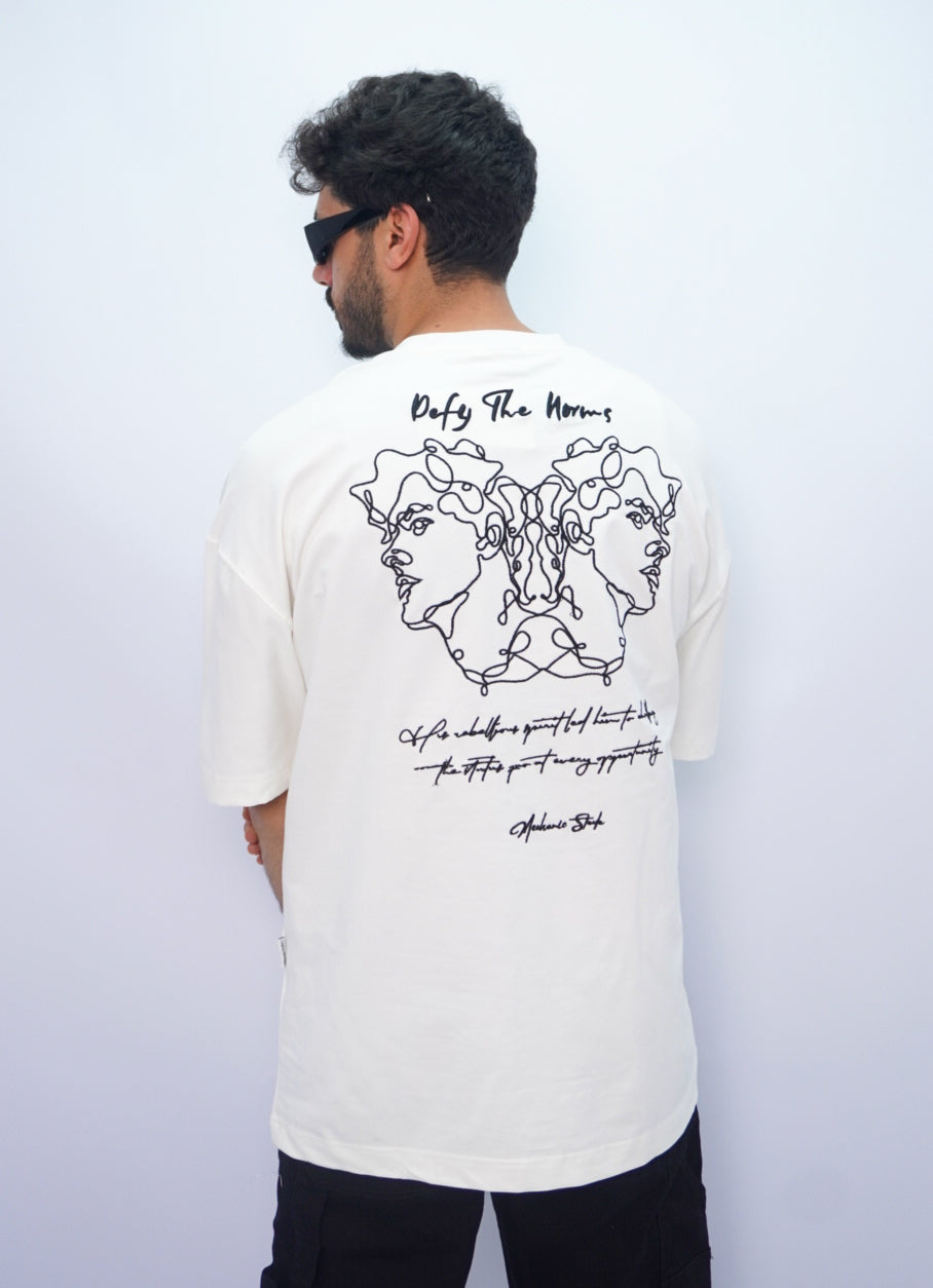 TWO FACE oversize t-shirt - WHITE
