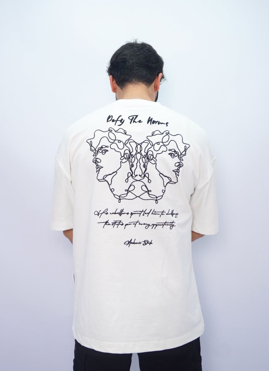 TWO FACE oversize t-shirt - WHITE