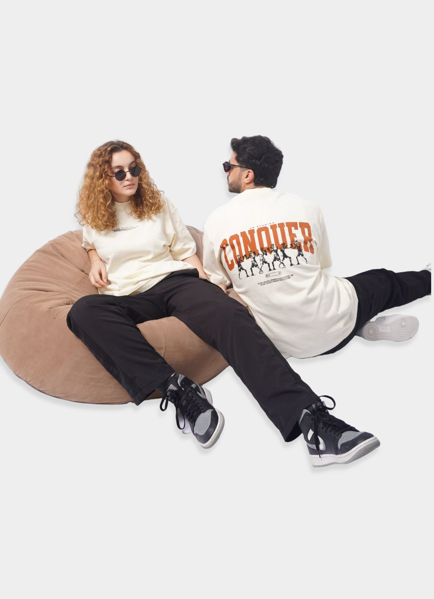 CONQUER oversize t-shirt - BEIGE