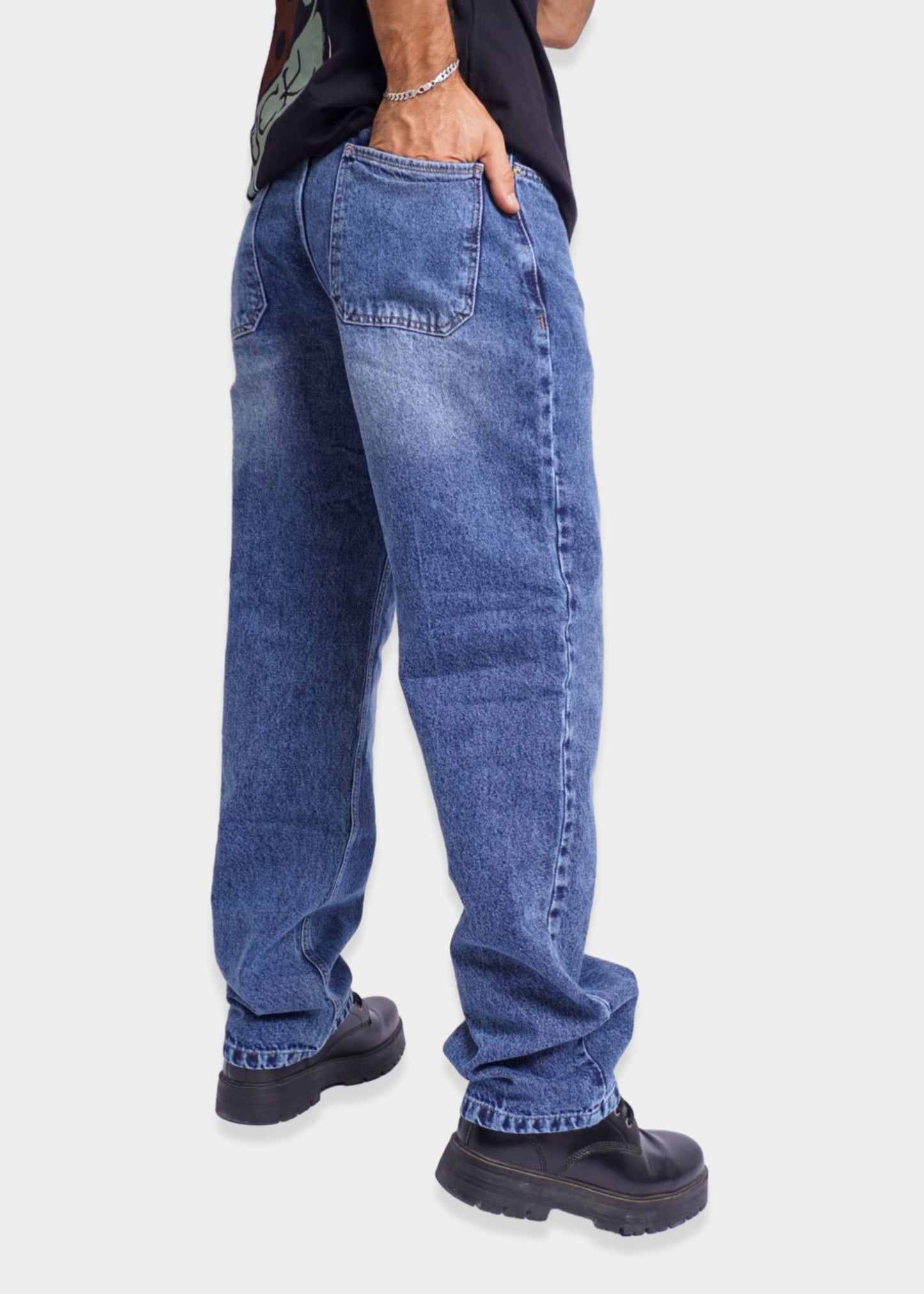 SIMPLE BAGGY JEANS - NAVY BLEU
