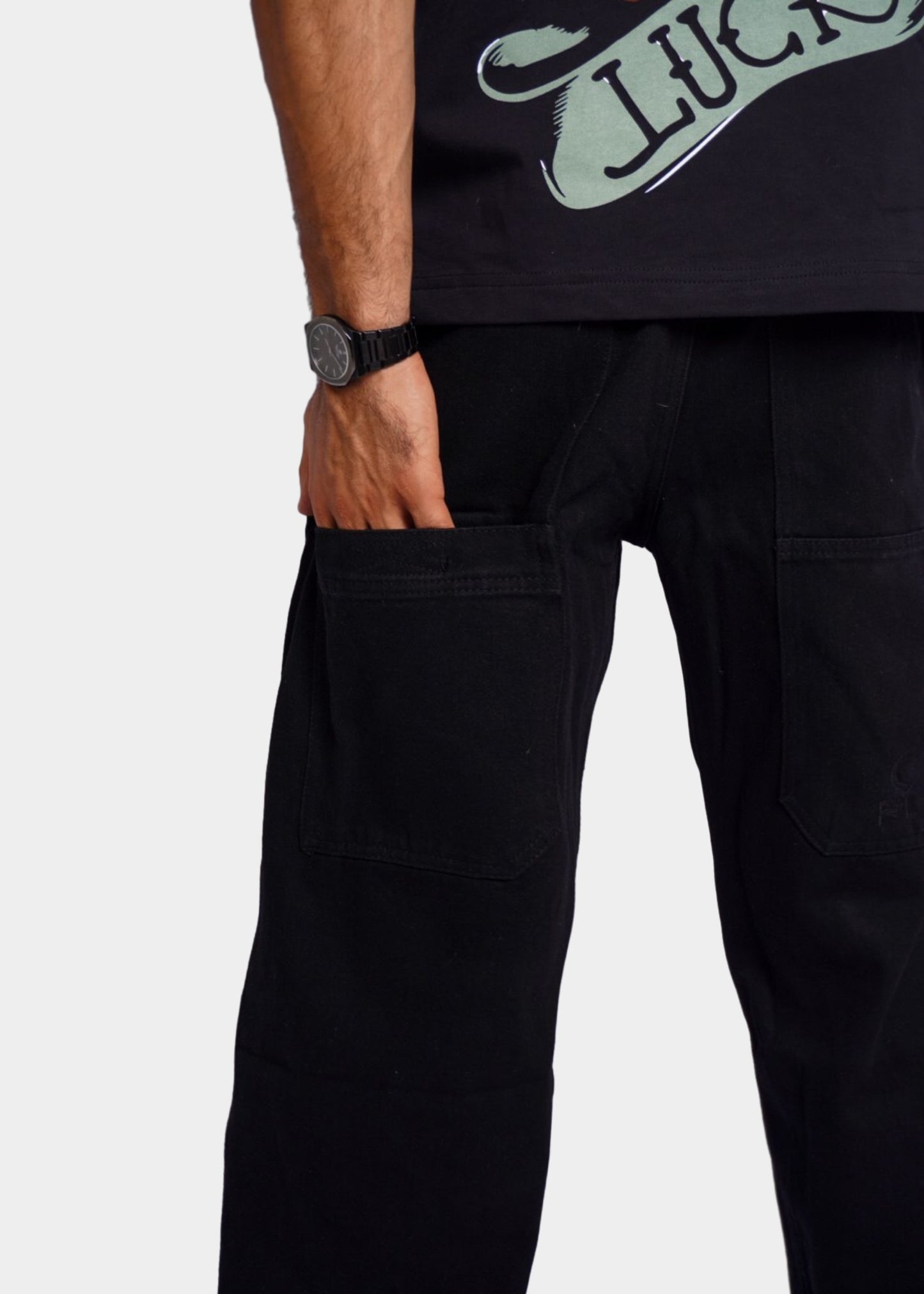 SIMPLE BAGGY JEANS - BLACK