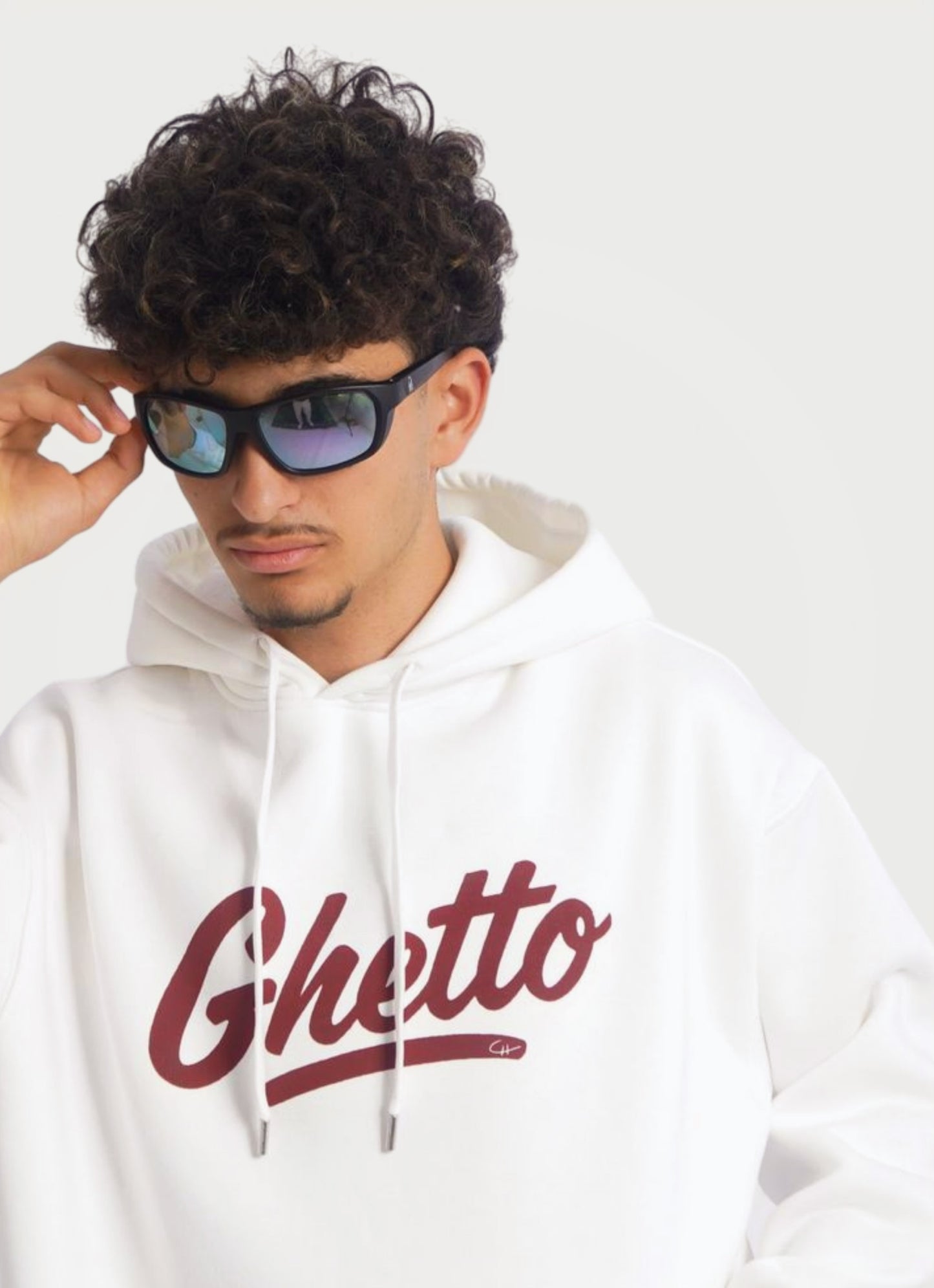 WHITE HOODIE ' GHETTO '