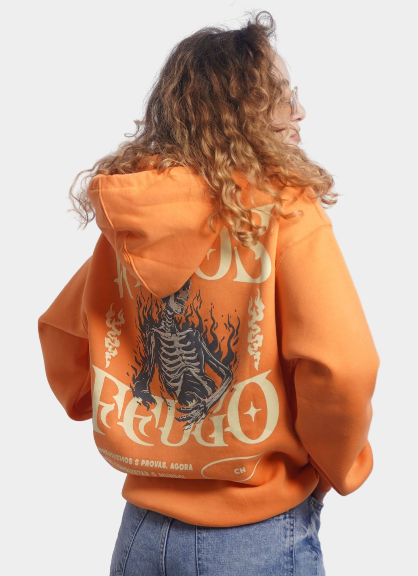 SOFT ORANGE HOODIE ' VAMOS FEUGO '