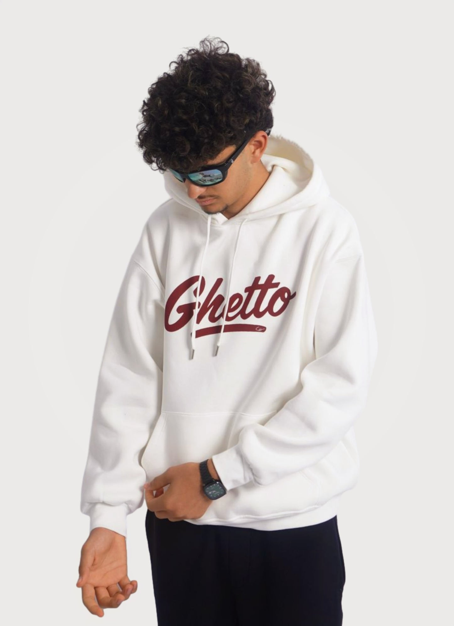 WHITE HOODIE ' GHETTO '