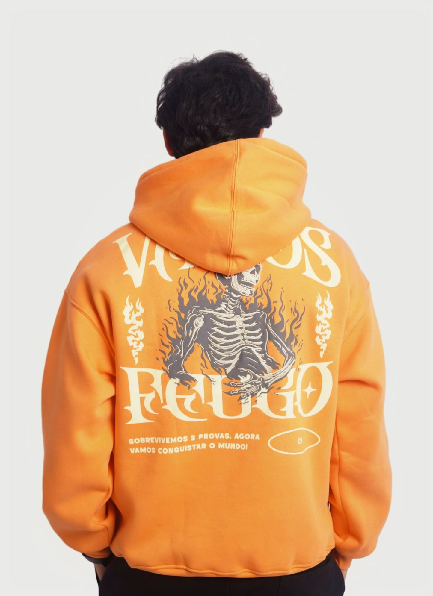 SOFT ORANGE HOODIE ' VAMOS FEUGO '