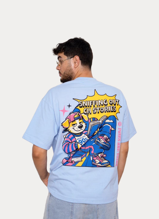 PAWS AND THINK oversize t-shirt - BLEU