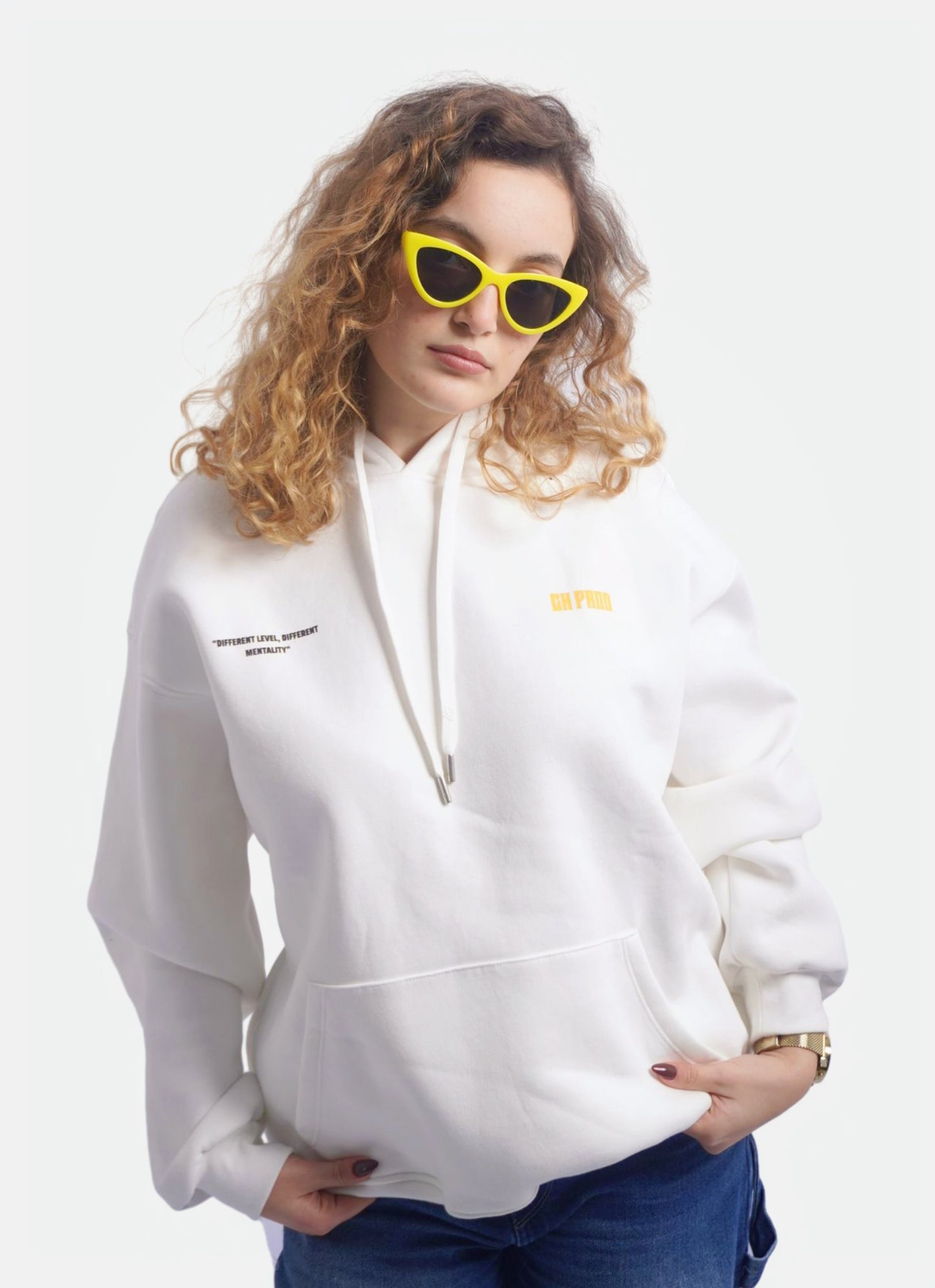 WHITE HOODIE ' MENTALITY '