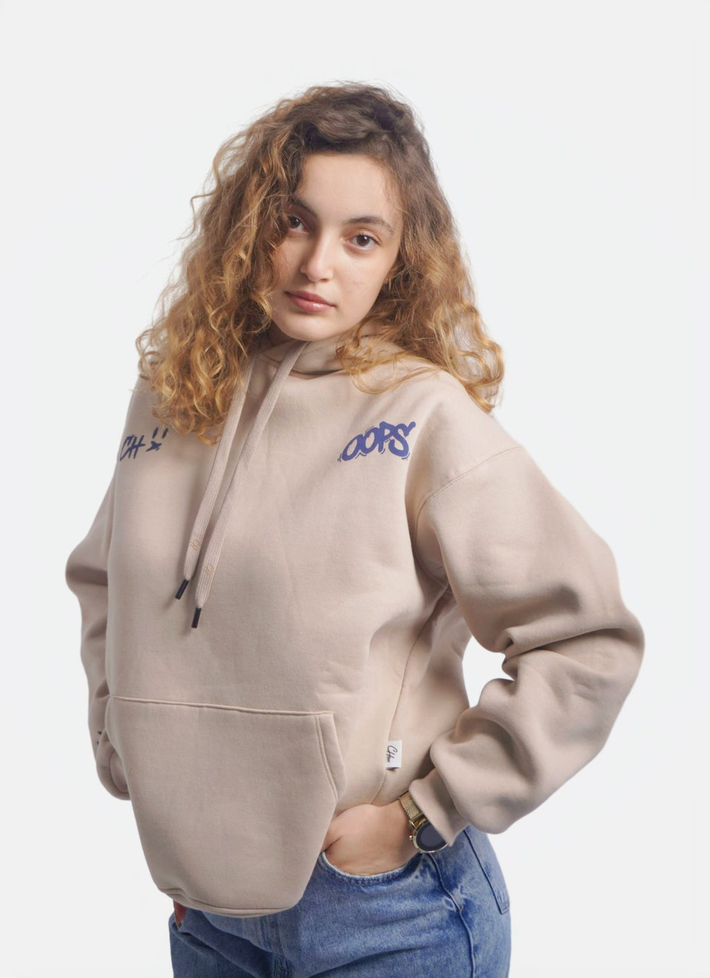 BEIGE HOODIE ' OOPS '