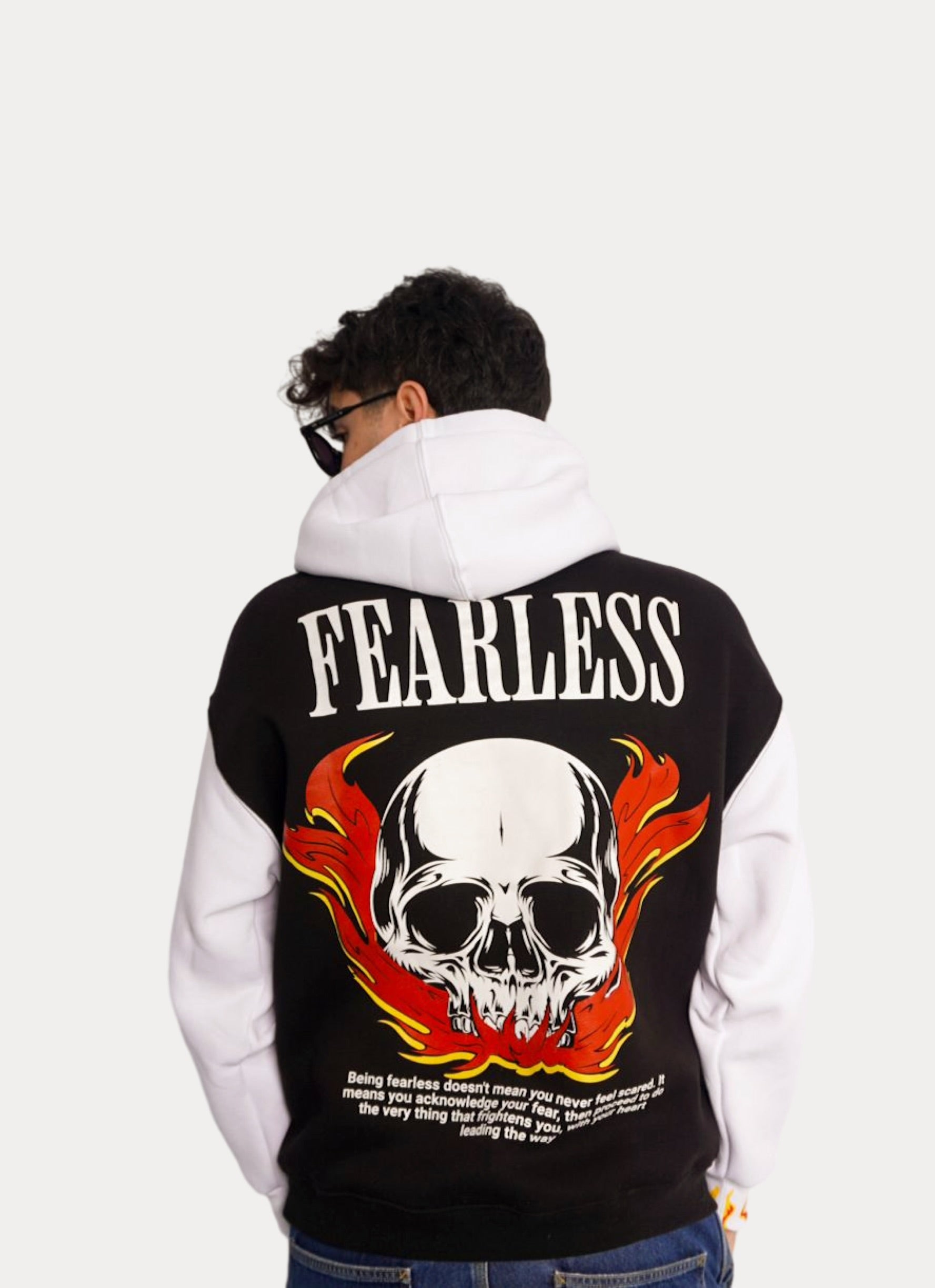 BLACK & WHITE HOODIE ' FEARLESS '
