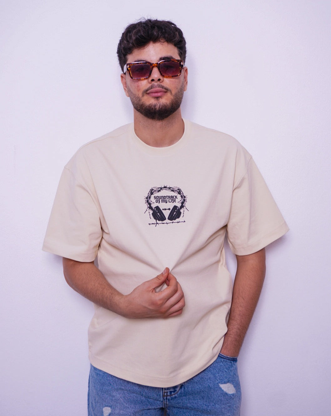 SOUND TRACK oversize t-shirt - BEIGE