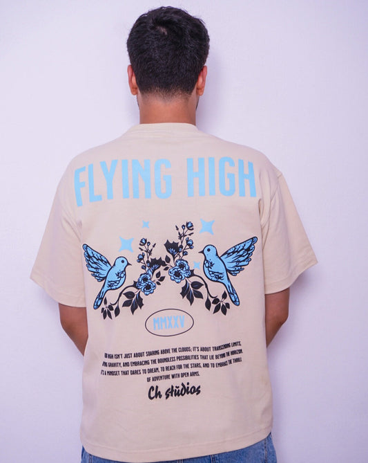 FLYING HIGHT oversize t-shirt - BEIGE