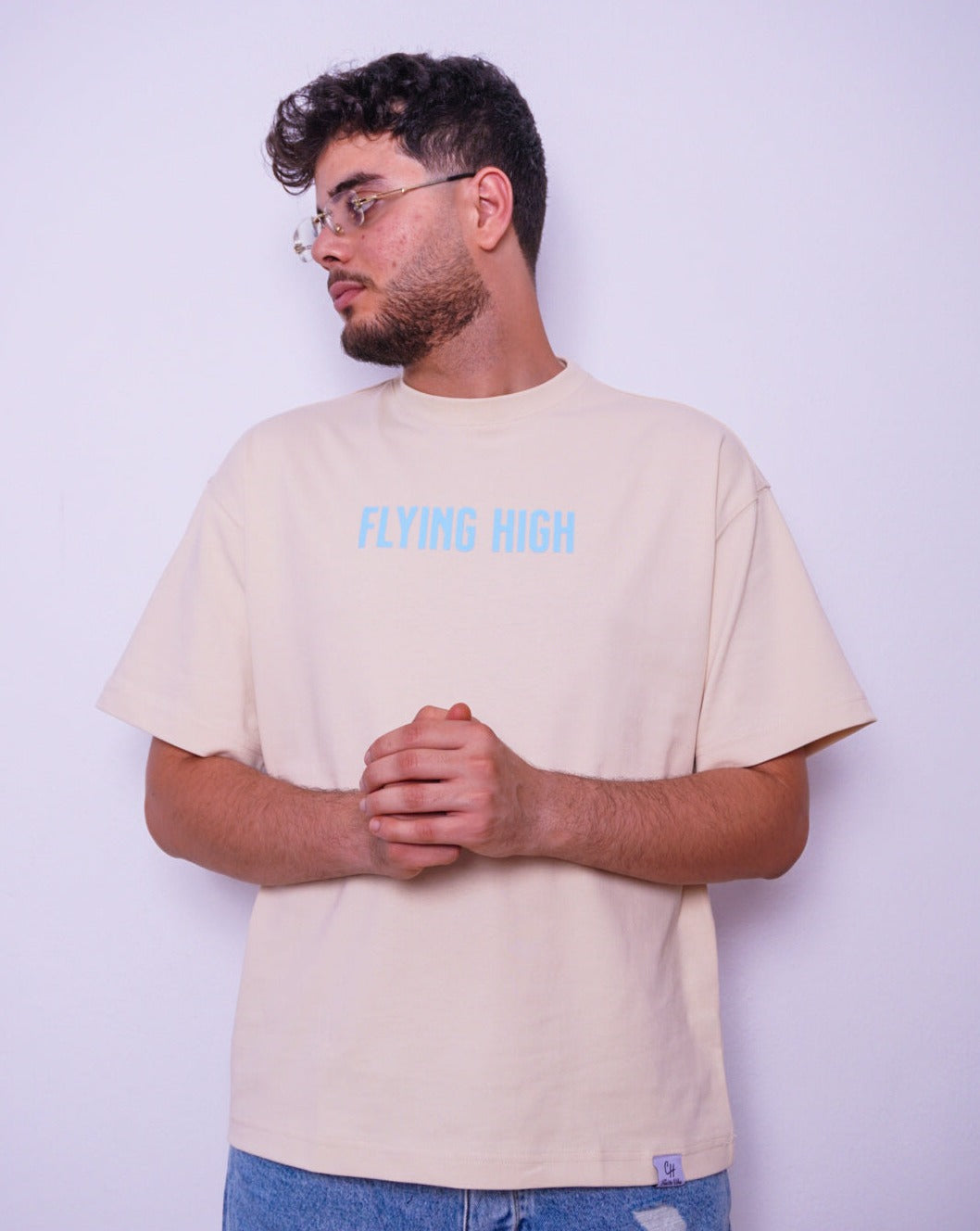 FLYING HIGHT oversize t-shirt - BEIGE