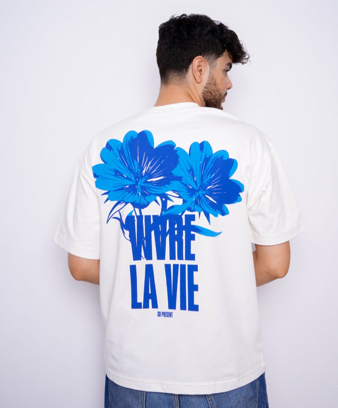 VIVRE LA VIE oversize t-shirt - WHITE