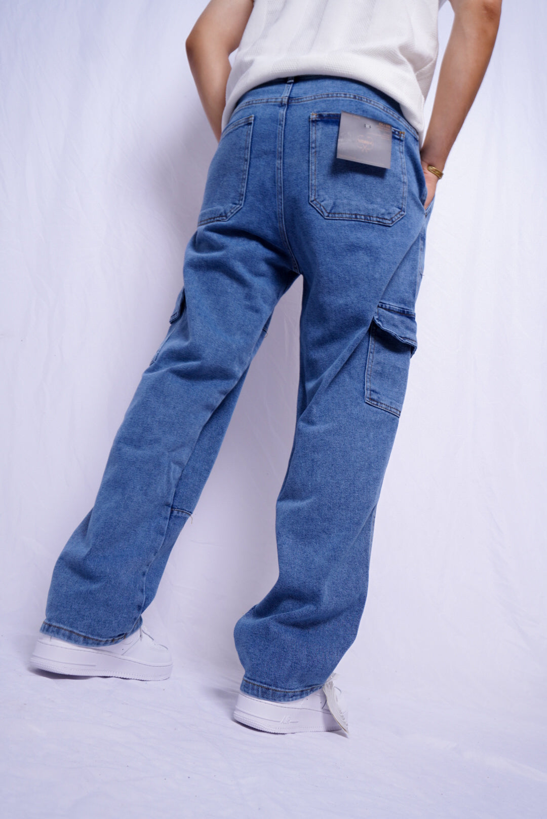 baggy cargo jeans - bleu