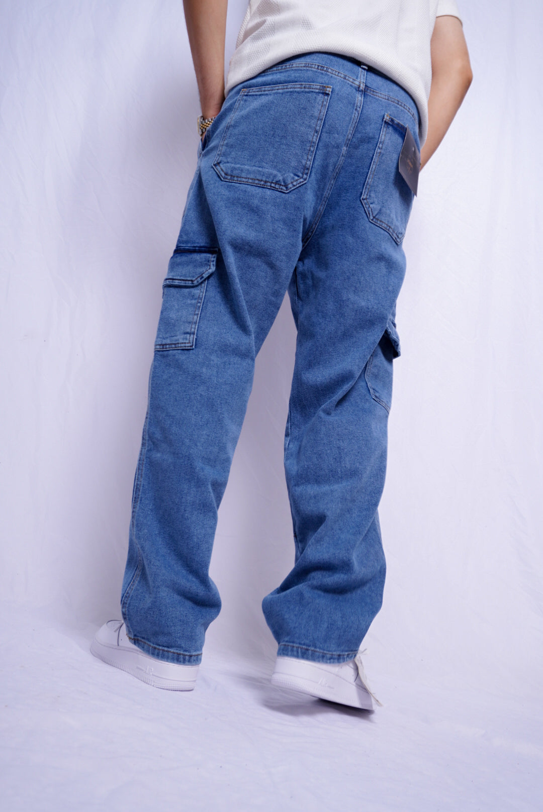 baggy cargo jeans - bleu