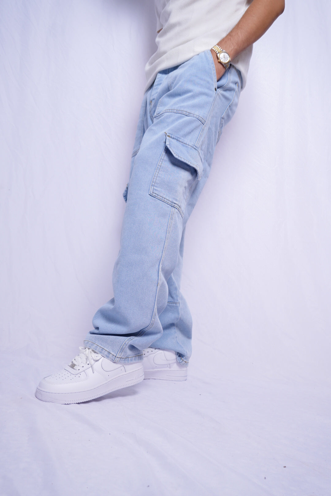 baggy cargo jeans - bleu clair