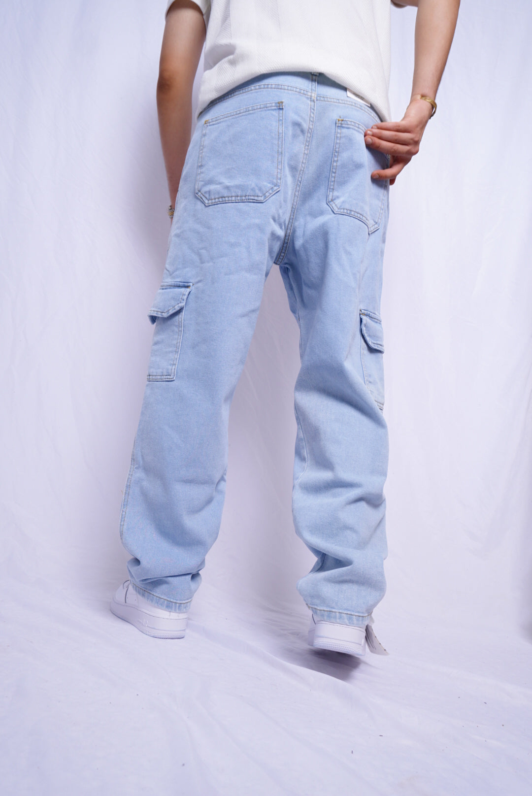 baggy cargo jeans - bleu clair