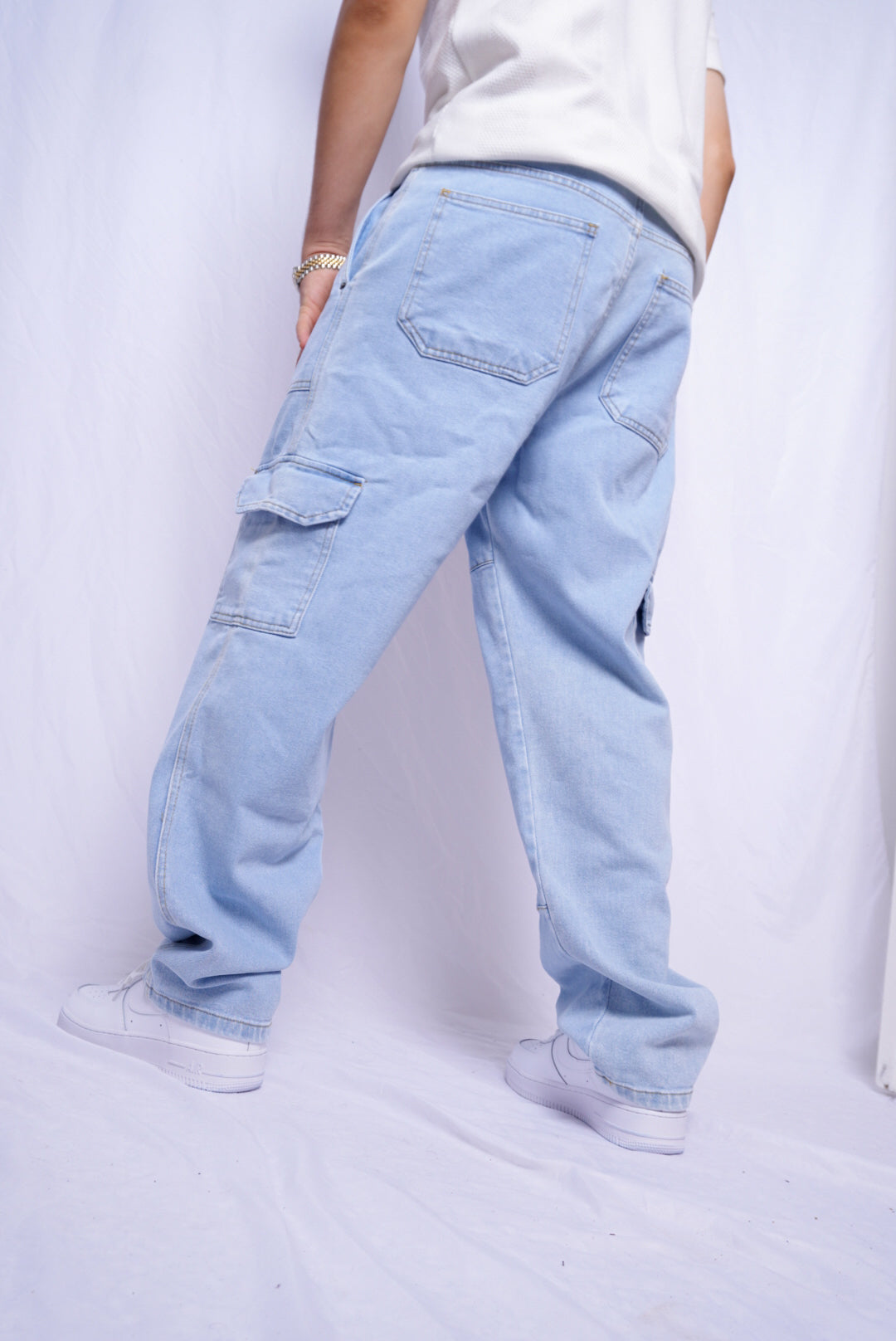 baggy cargo jeans - bleu clair