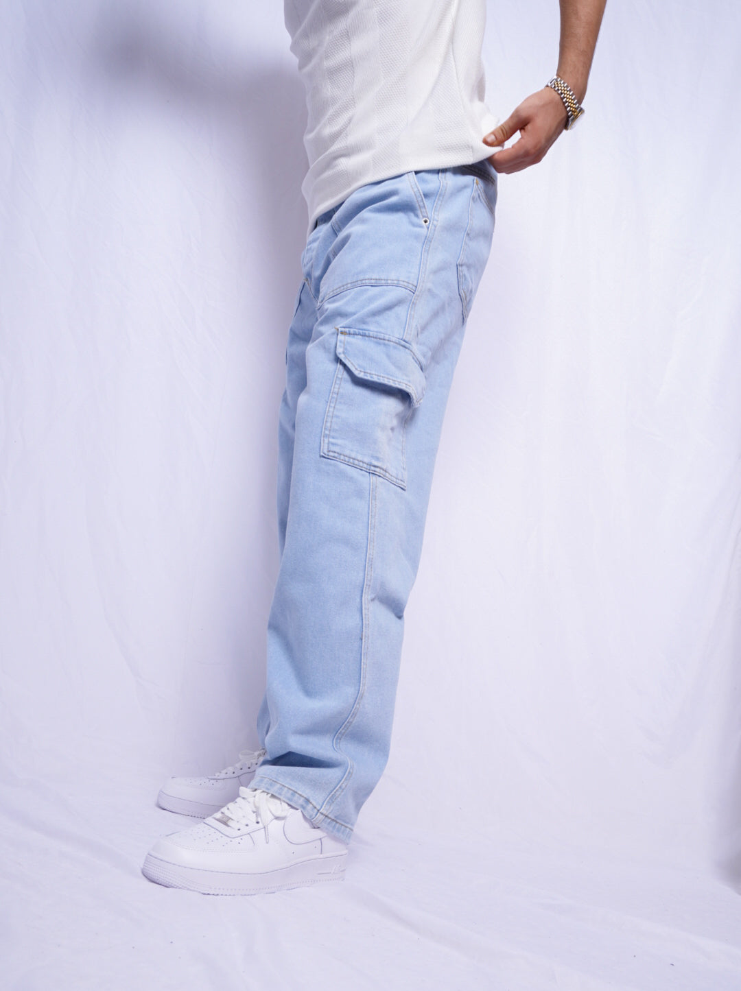 baggy cargo jeans - bleu clair