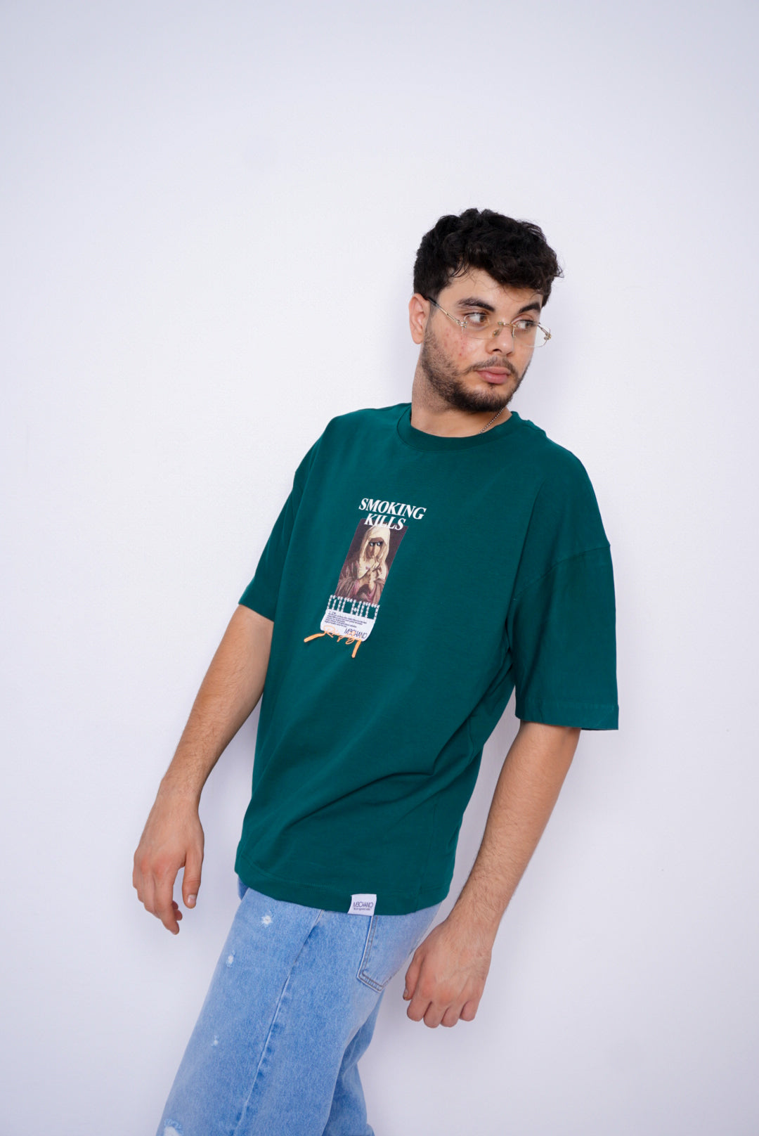 SMOKING KILLS oversize t-shirt - GREEN