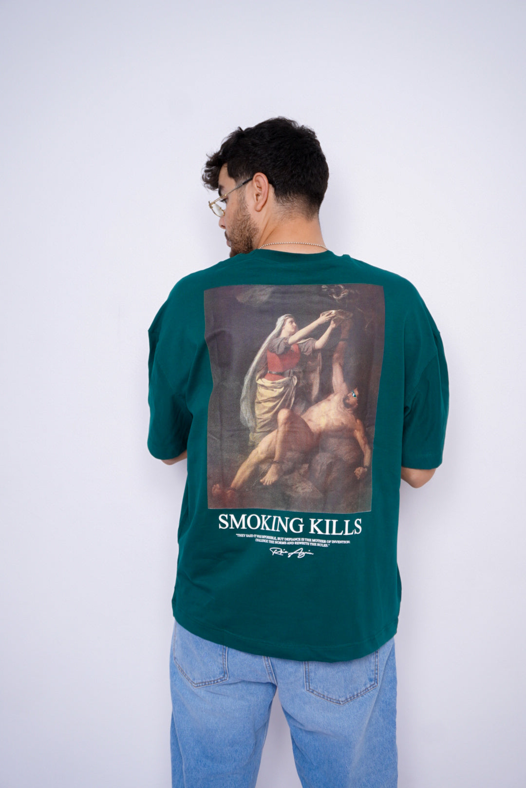 SMOKING KILLS oversize t-shirt - GREEN