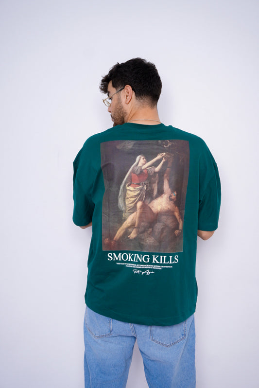 SMOKING KILLS oversize t-shirt - GREEN