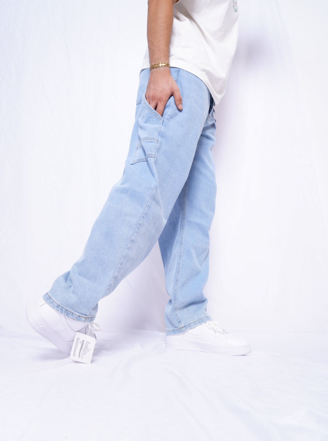 BAGGY  JEANS  ( 3 pocket  )   - bleu clair