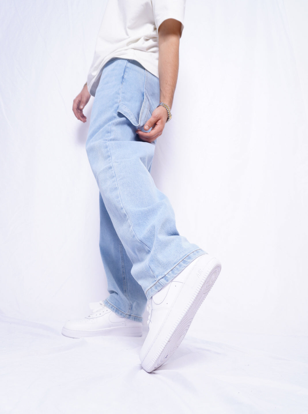 BAGGY  JEANS  ( 3 pocket  )   - bleu clair