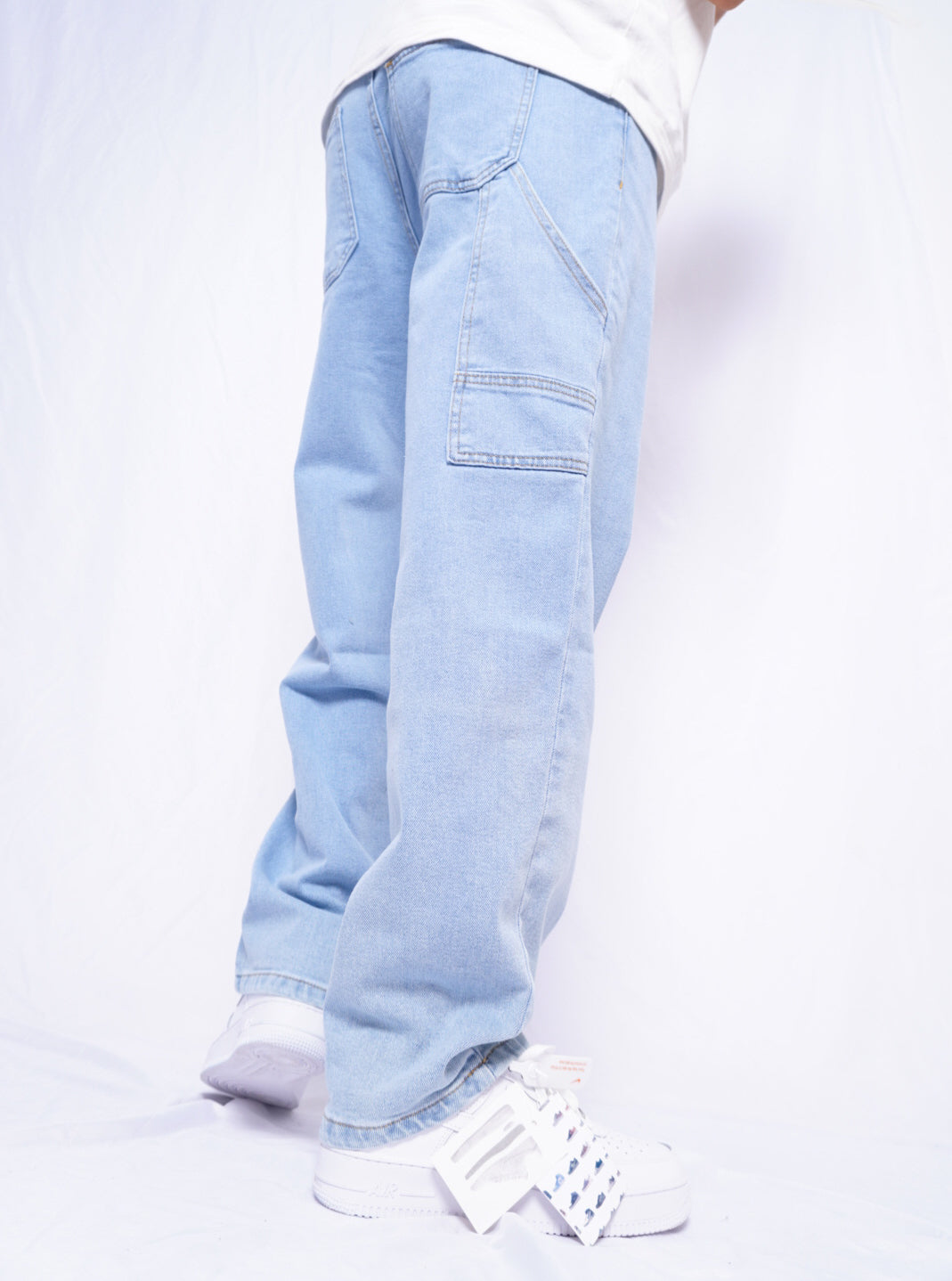 BAGGY  JEANS  ( 3 pocket  )   - bleu clair