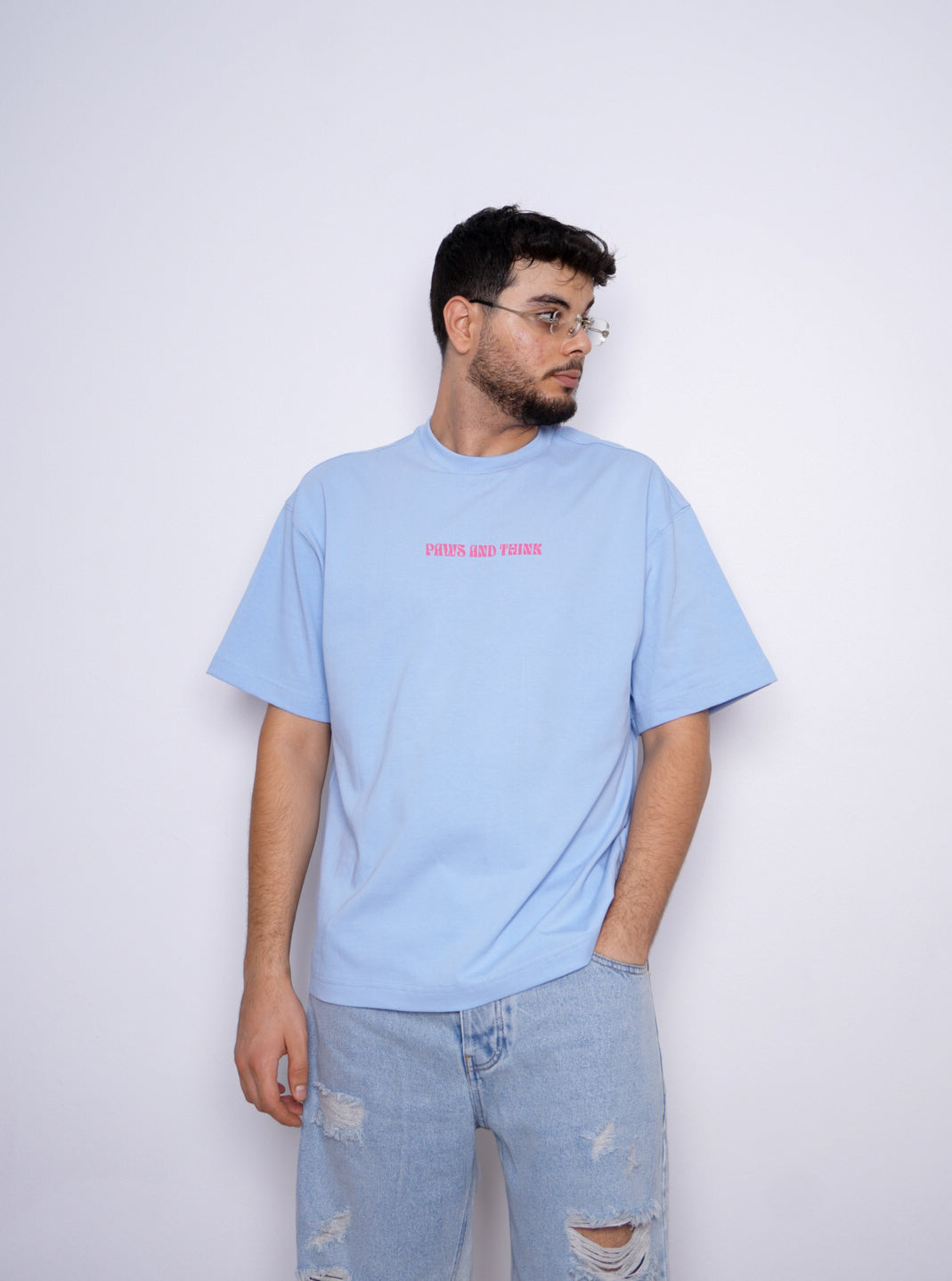 PAWS AND THINK oversize t-shirt - BLEU