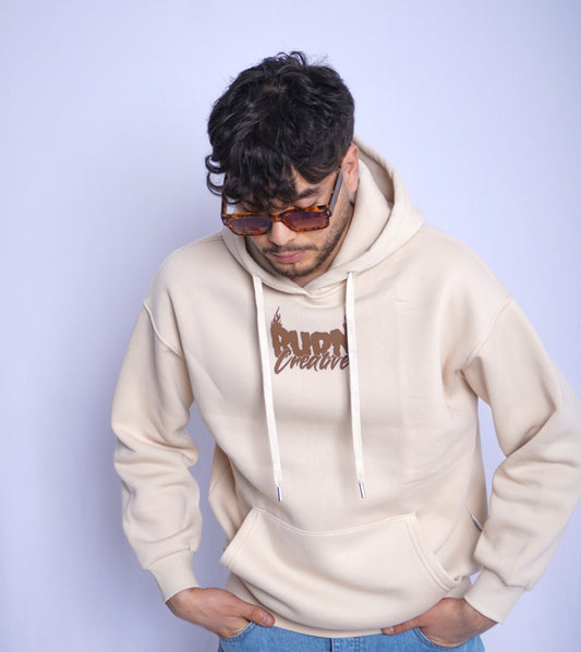 BEIGE HOODIE ' BURN CREATIVE  '