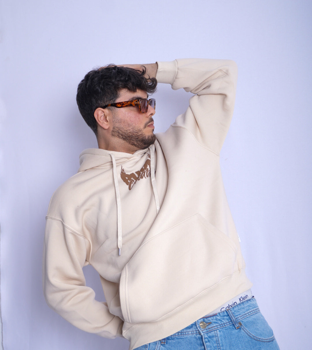 BEIGE HOODIE ' BURN CREATIVE  '