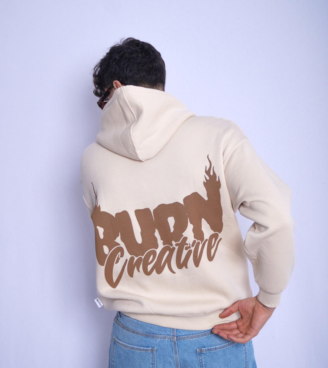 BEIGE HOODIE ' BURN CREATIVE  '