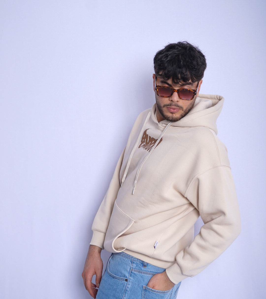 BEIGE HOODIE ' BURN CREATIVE  '