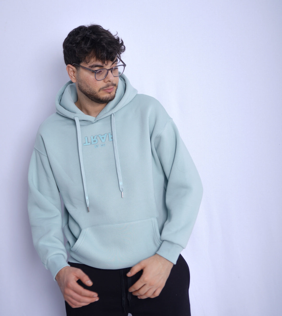 WATER GREEN  HOODIE ' TRAP LIFE '