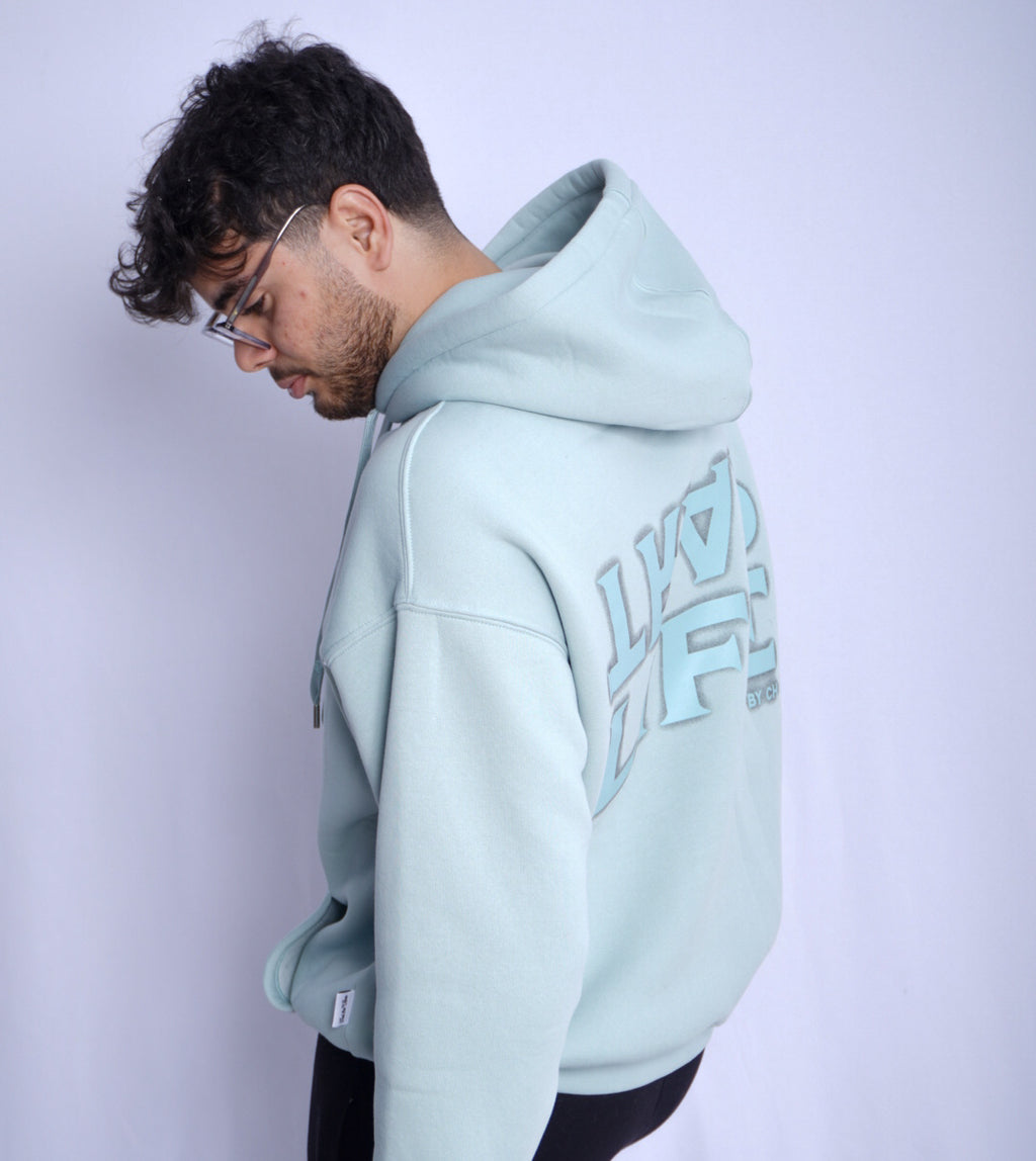 WATER GREEN  HOODIE ' TRAP LIFE '